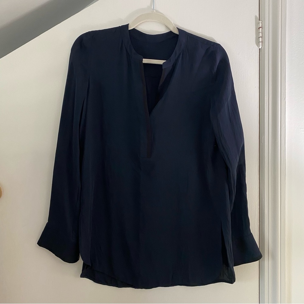 Navy Blue Long Sleeve Blouse